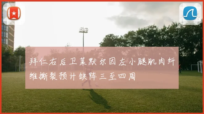 拜仁右后卫莱默尔因左小腿肌肉纤维撕裂预计缺阵三至四周
